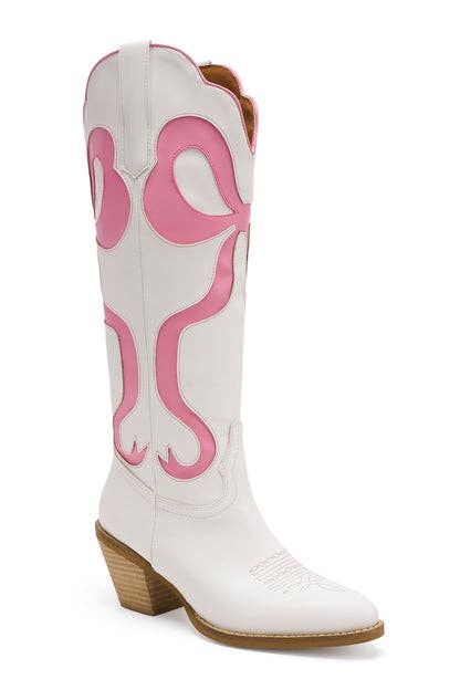 GLENDA-10 WESTERN BOOTS WITH BOW SHAPE ACCENT