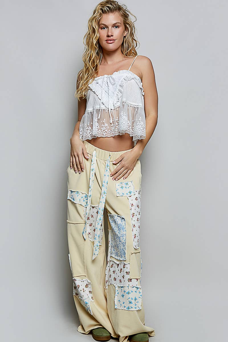 Airy Gauze Adjustable Strap Lace Ruffle Sleeveless Top