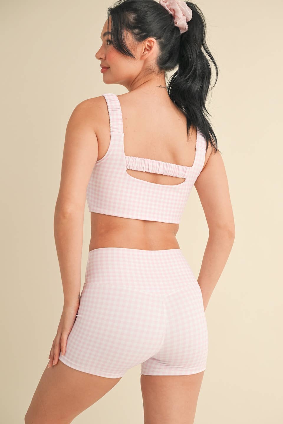 Gingham Print Ruched Bra Top