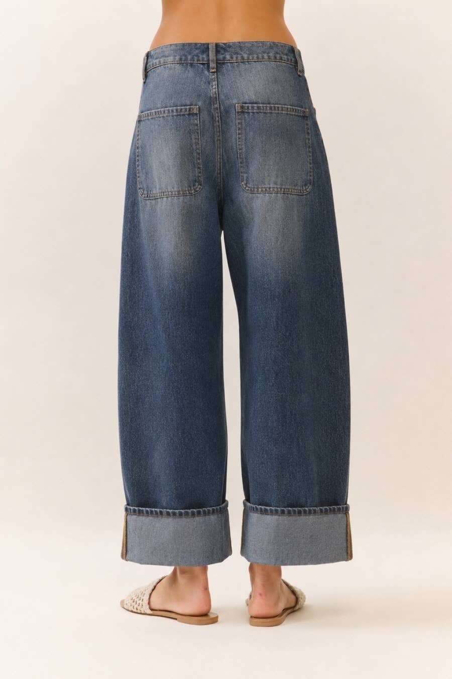 OCT 1ST SHIP SPOOKY Barrel Denim Jean: WASHED BLUE DENIM