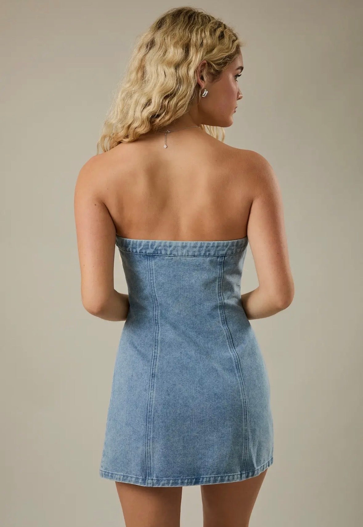 Strapless tube denim dress