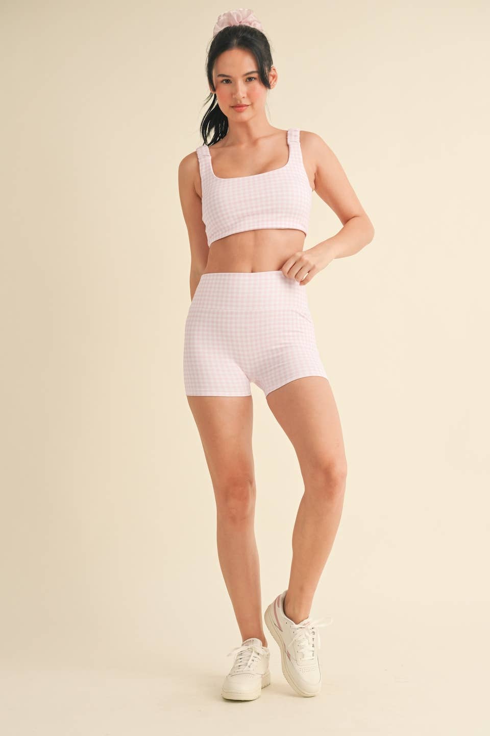 Gingham Print Ruched Bra Top