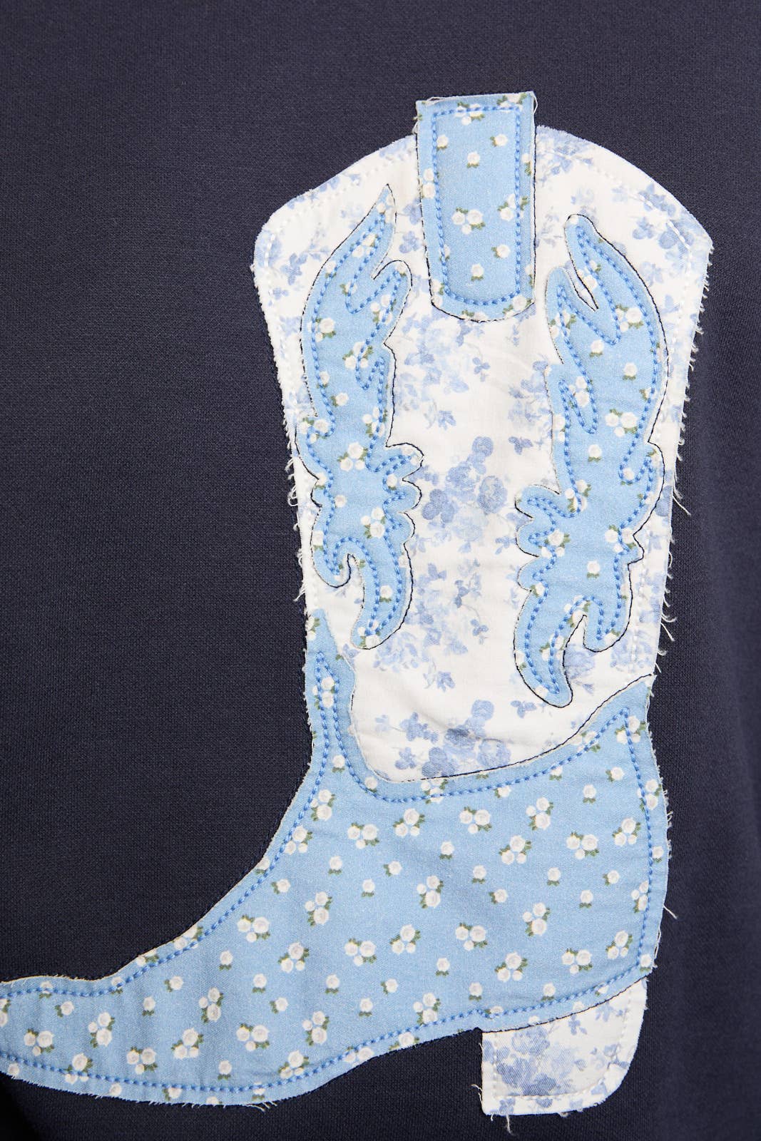 "PATCHWORK COWBOY BOOTS" CREW NECK OVERSIZED SWEATSHIRT