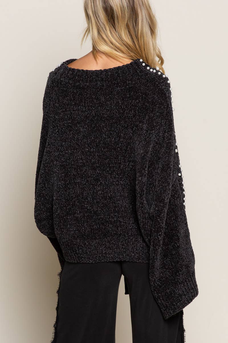 Long sleeve pearl chenille sweater TSS35 SALE