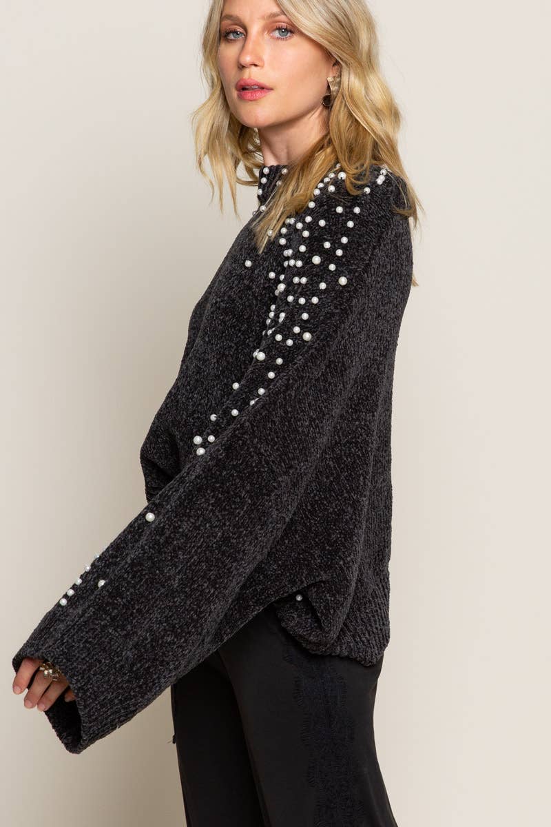 Long sleeve pearl chenille sweater TSS35 SALE