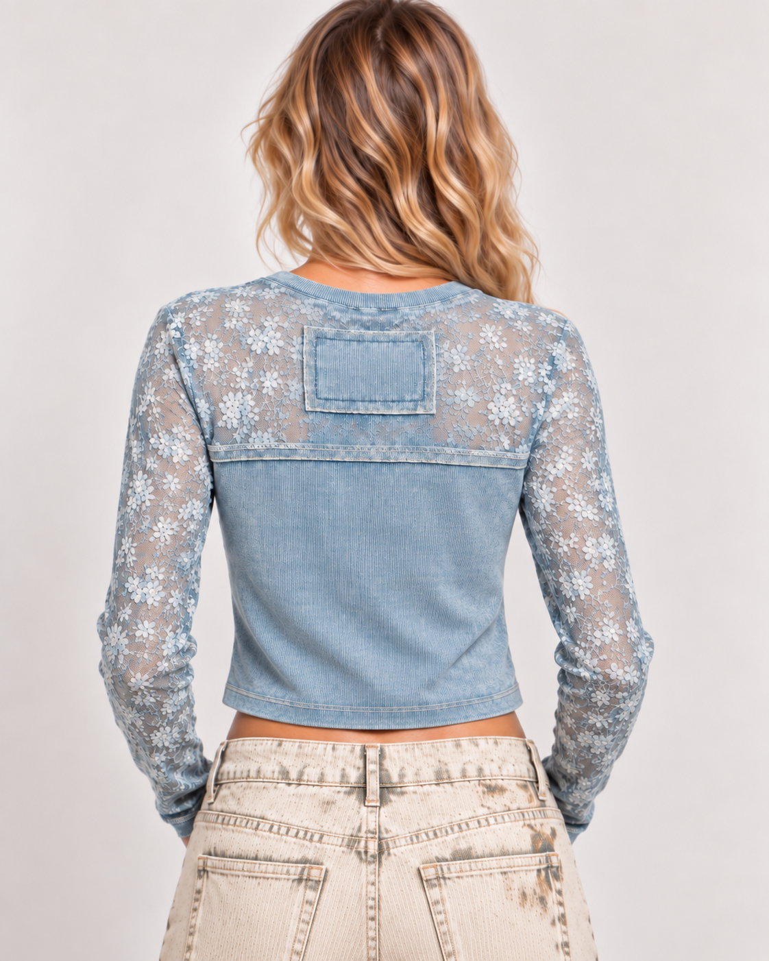 AFTER THE SUMMER RAIN POL textured lace vintage wash top