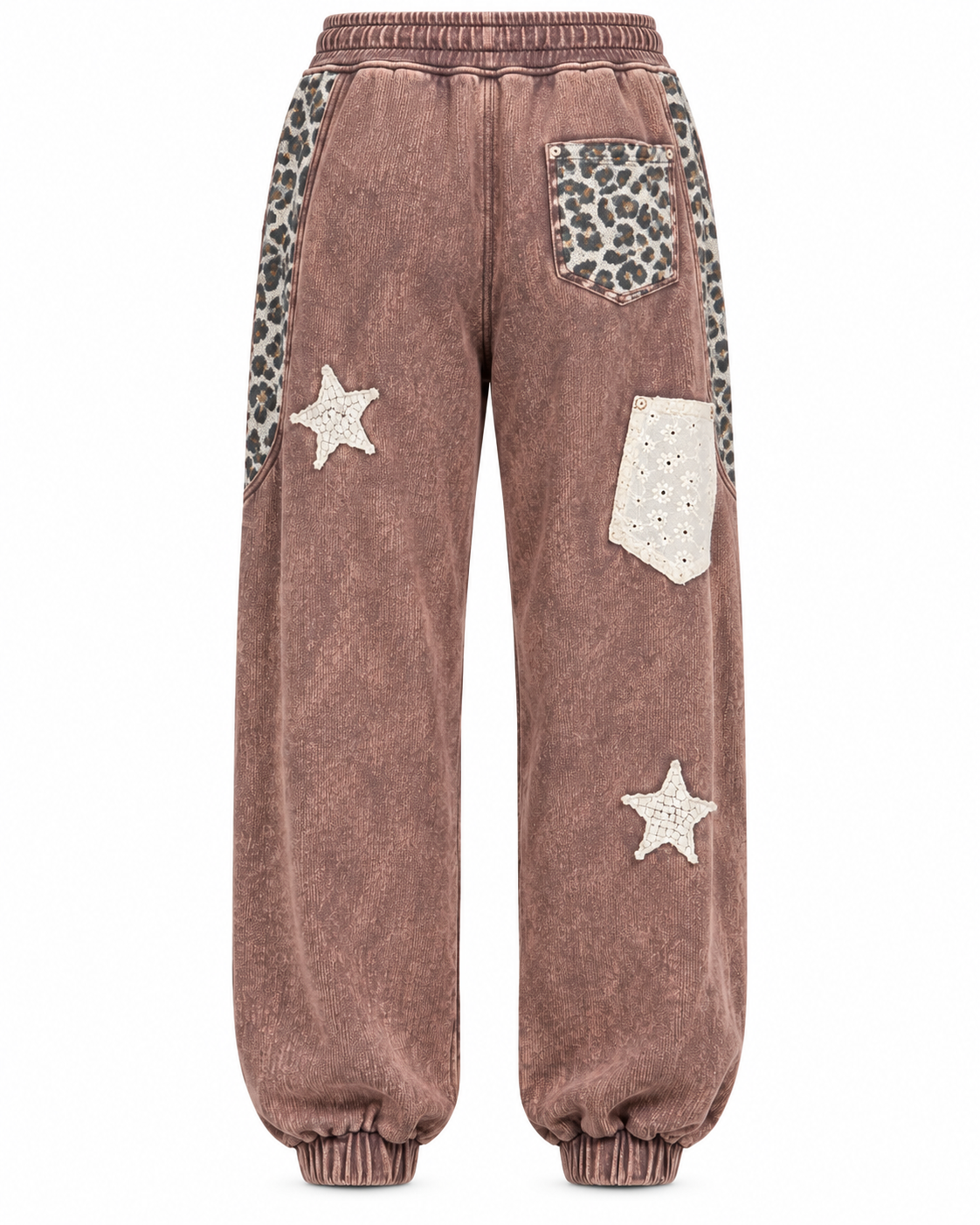 WILD ONE POL Star and Leopard Patch Joggers