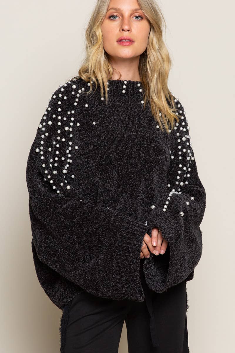 Long sleeve pearl chenille sweater TSS35 SALE