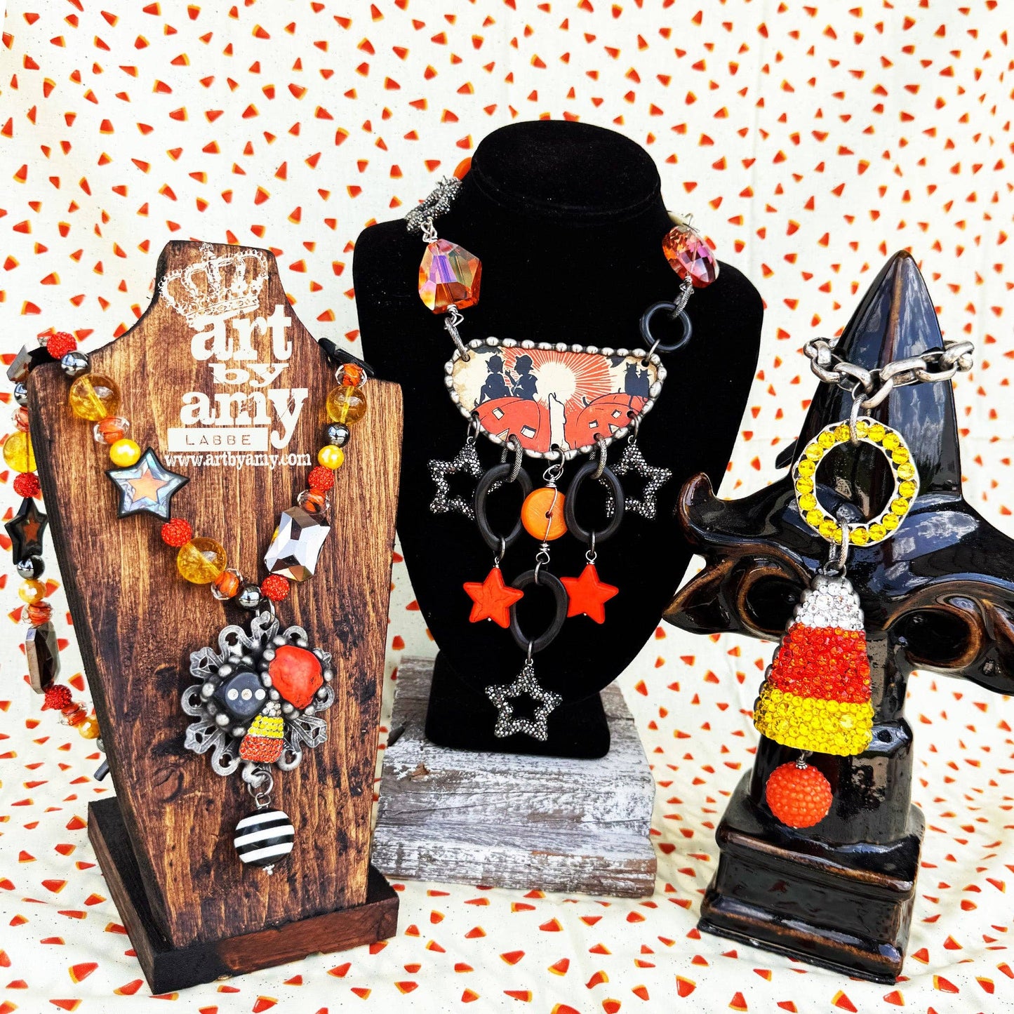 Candy Corn Bling Necklace