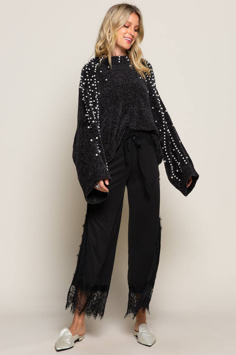 Long sleeve pearl chenille sweater TSS35 SALE