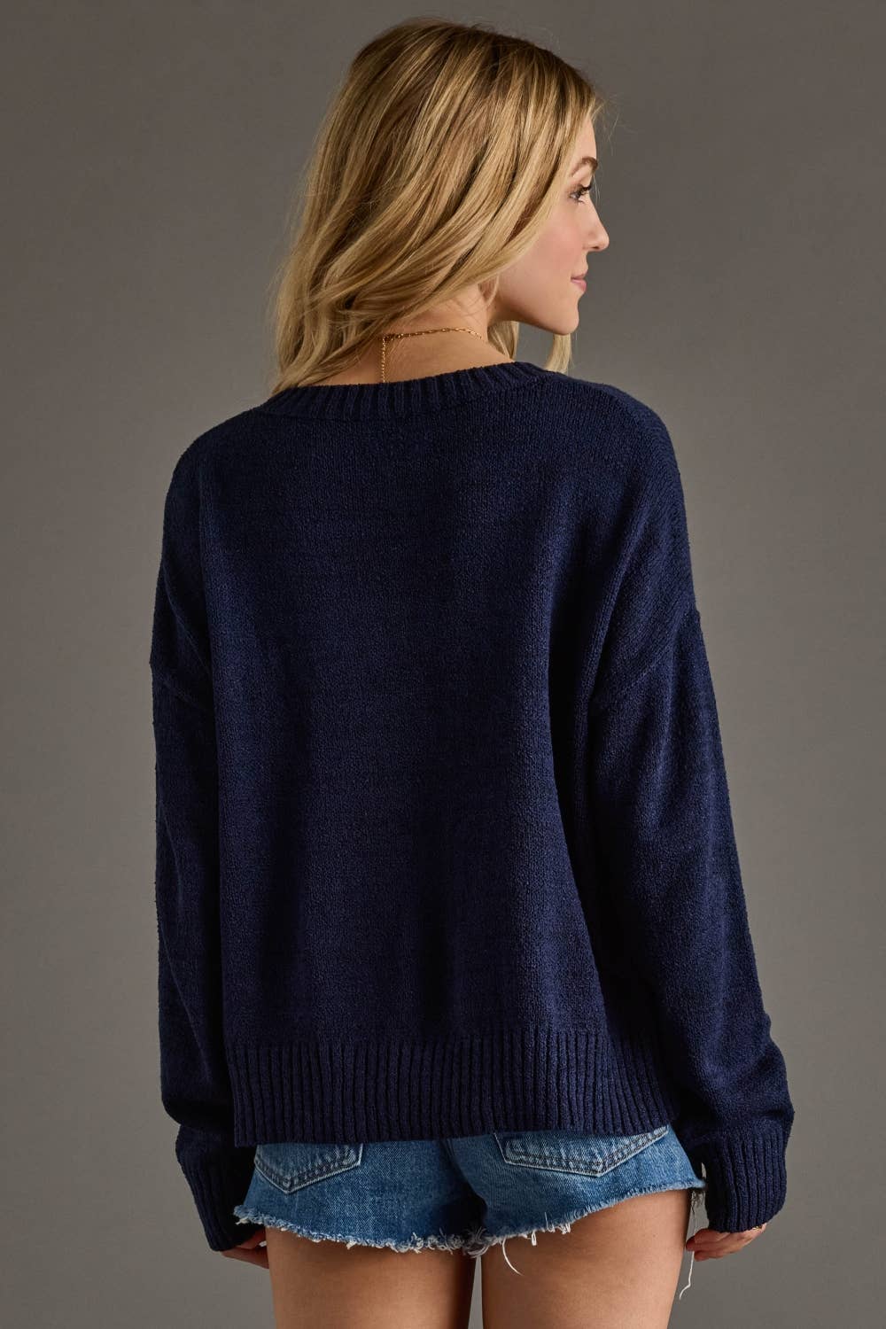Navy & Orange Lake Days Lightweight Sweater