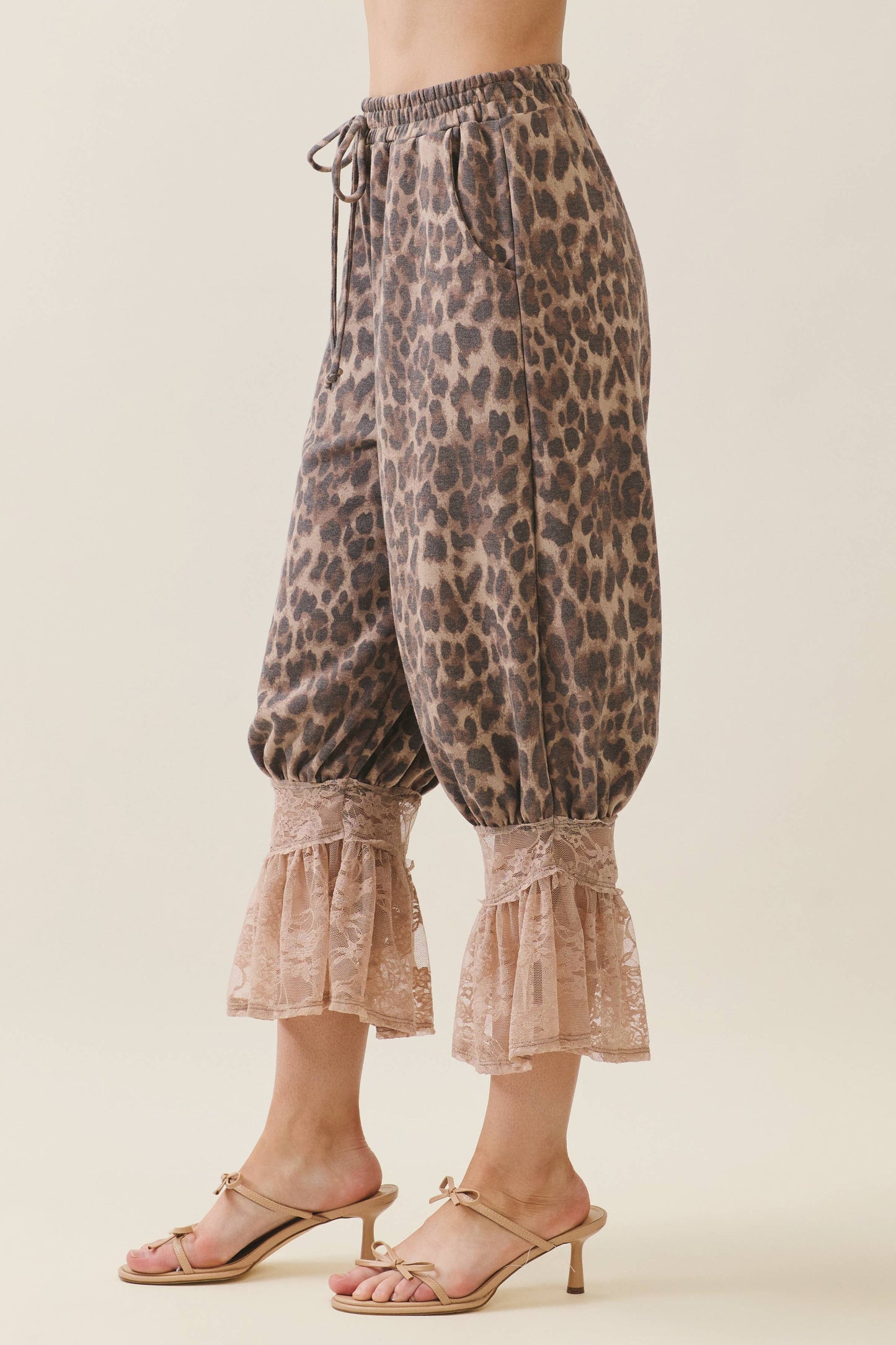 Animal Leopard Print Lace Bloomer Pants