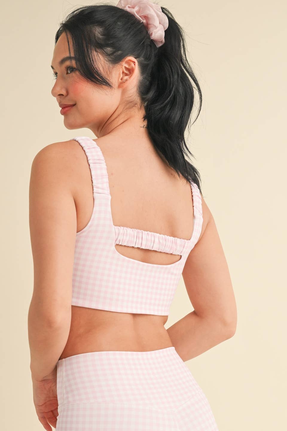 Gingham Print Ruched Bra Top