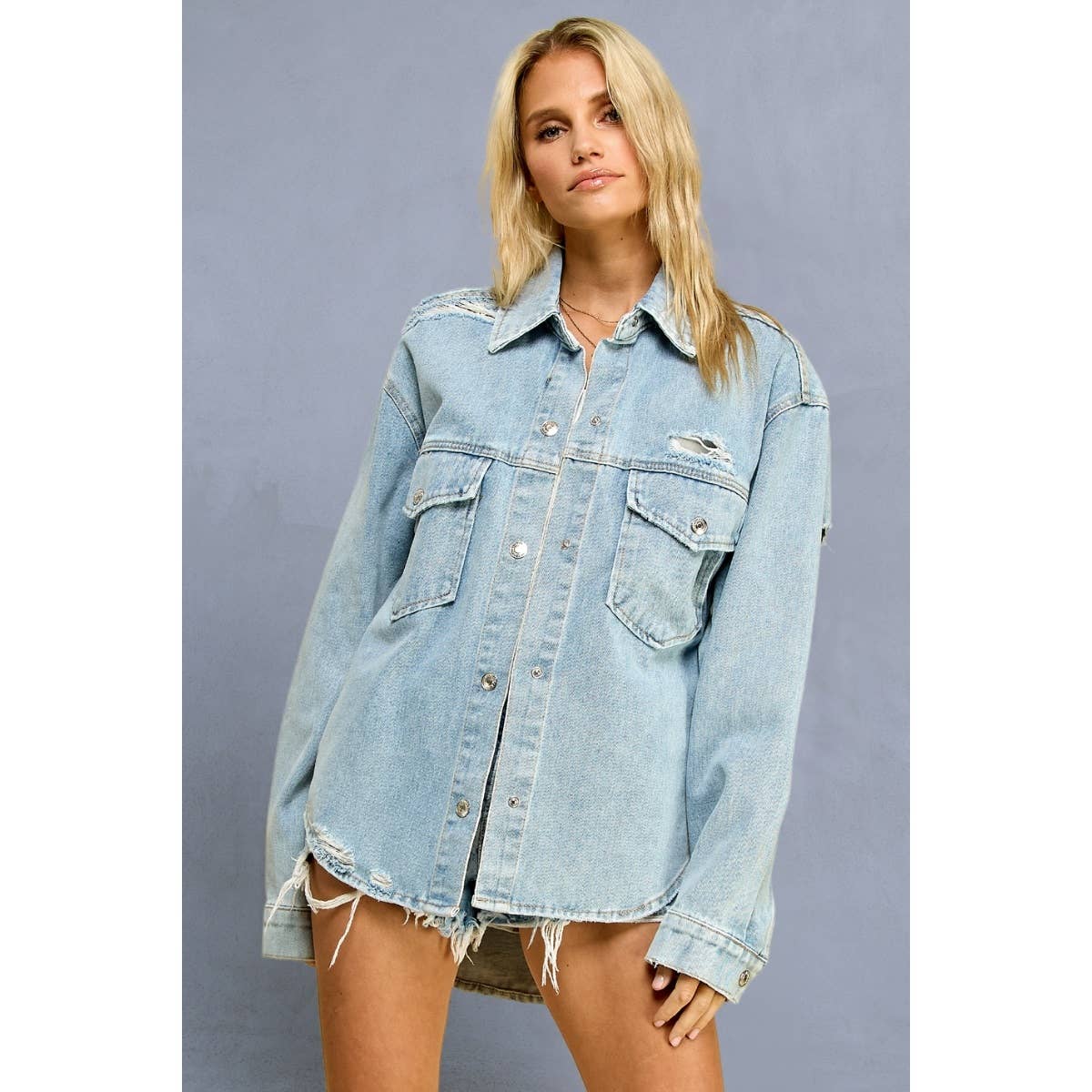 Distressed Washed Denim Jacket