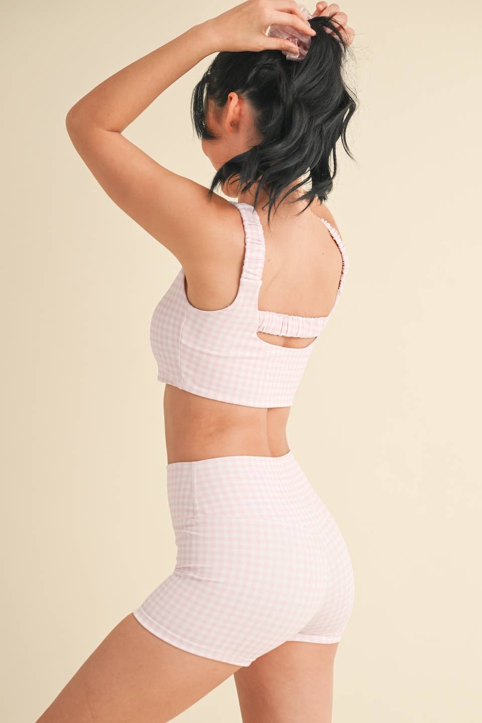 Gingham Print Ruched Bra Top
