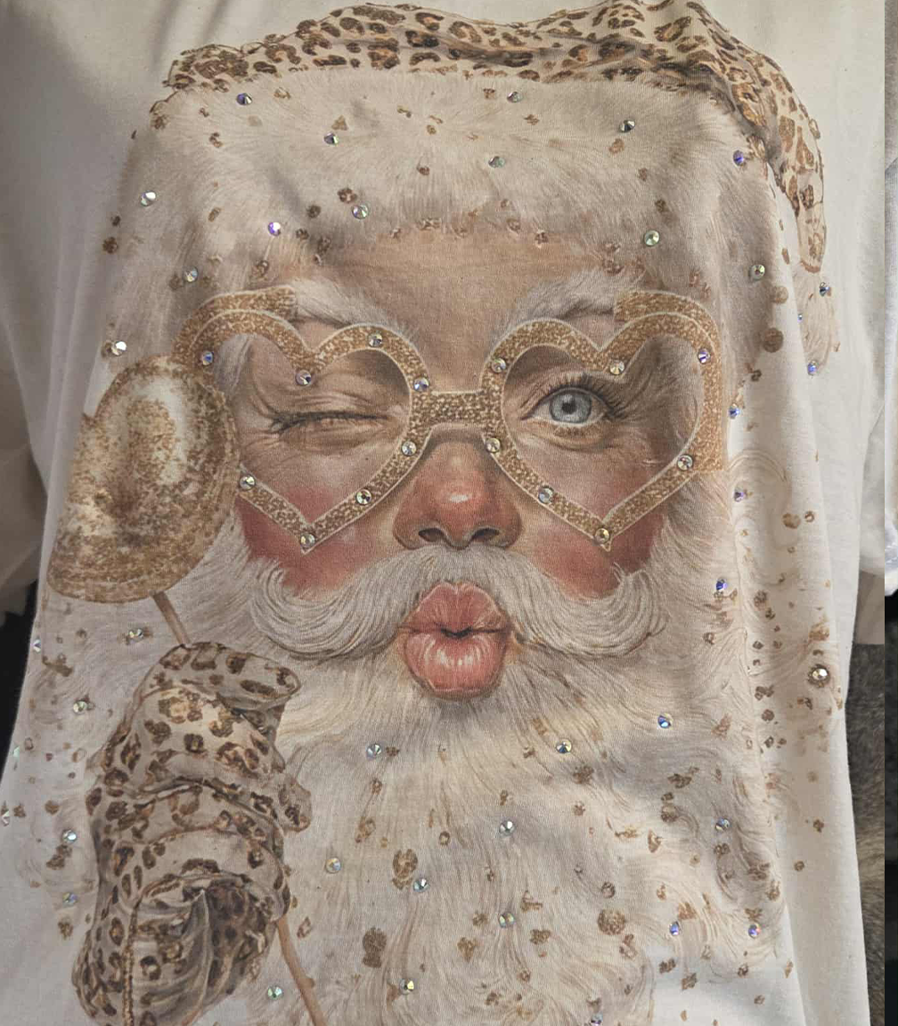 Cheetah Santa Heart Glasses