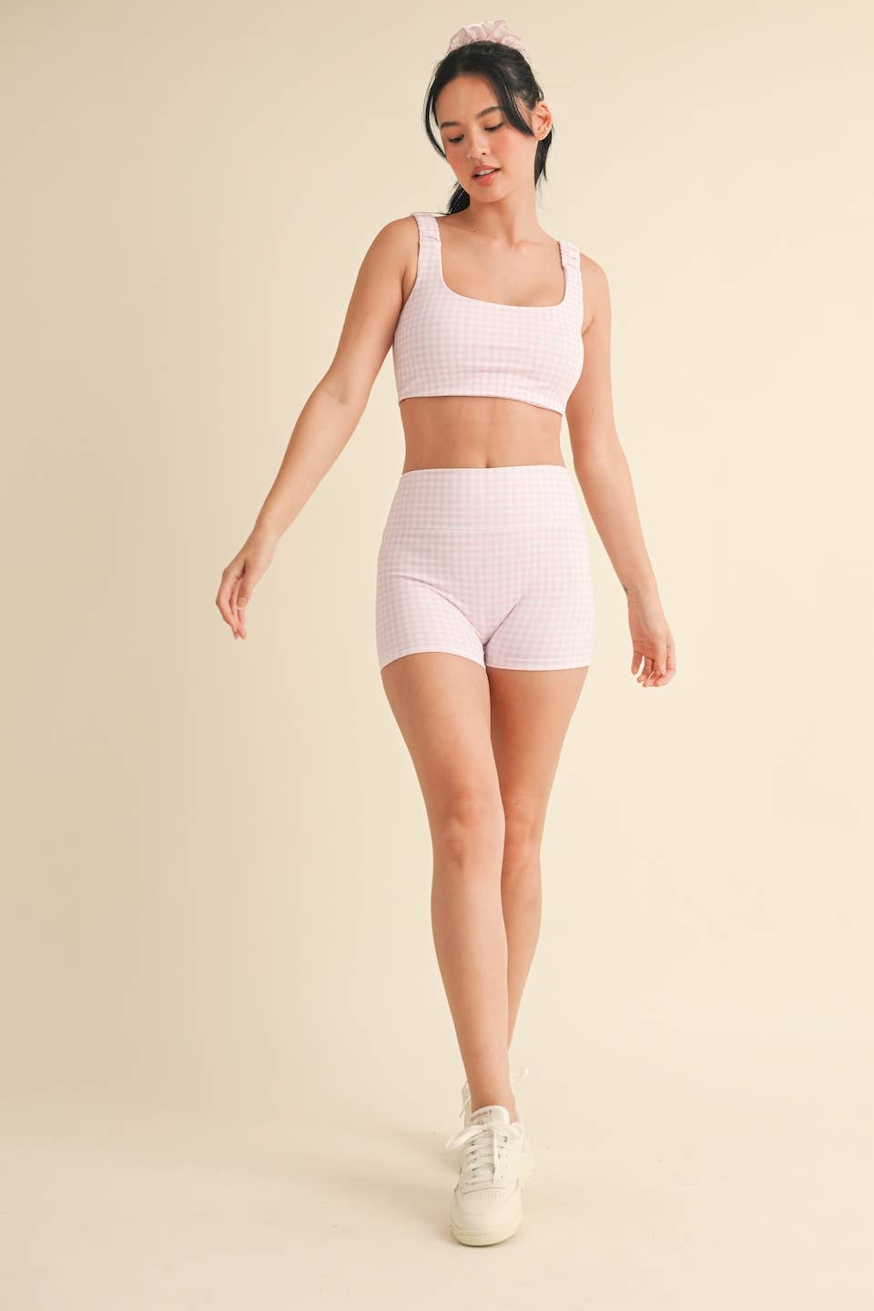 Gingham Print Ruched Bra Top