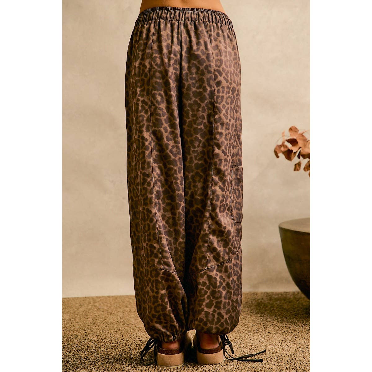 JULY SHIP LEOPARD PRINT BALLOON STYLE PULL UP PANTS: LEOPARD