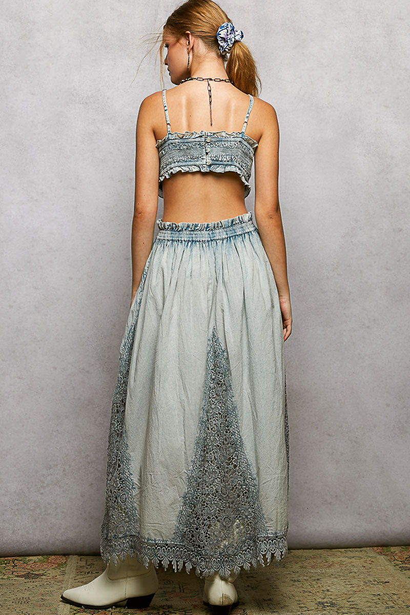 POL Smocked shirred ruffle dress