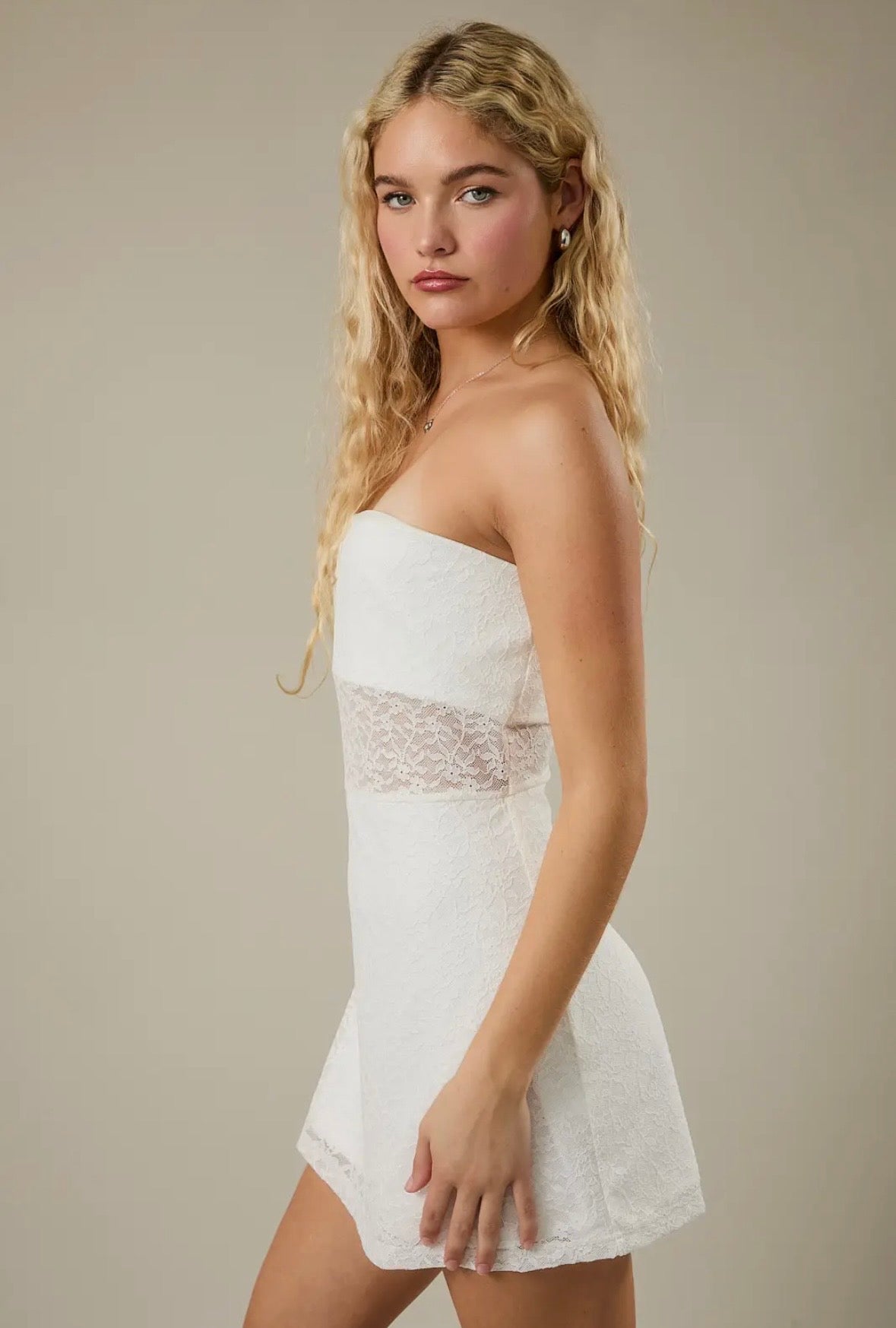 White lace halter dress