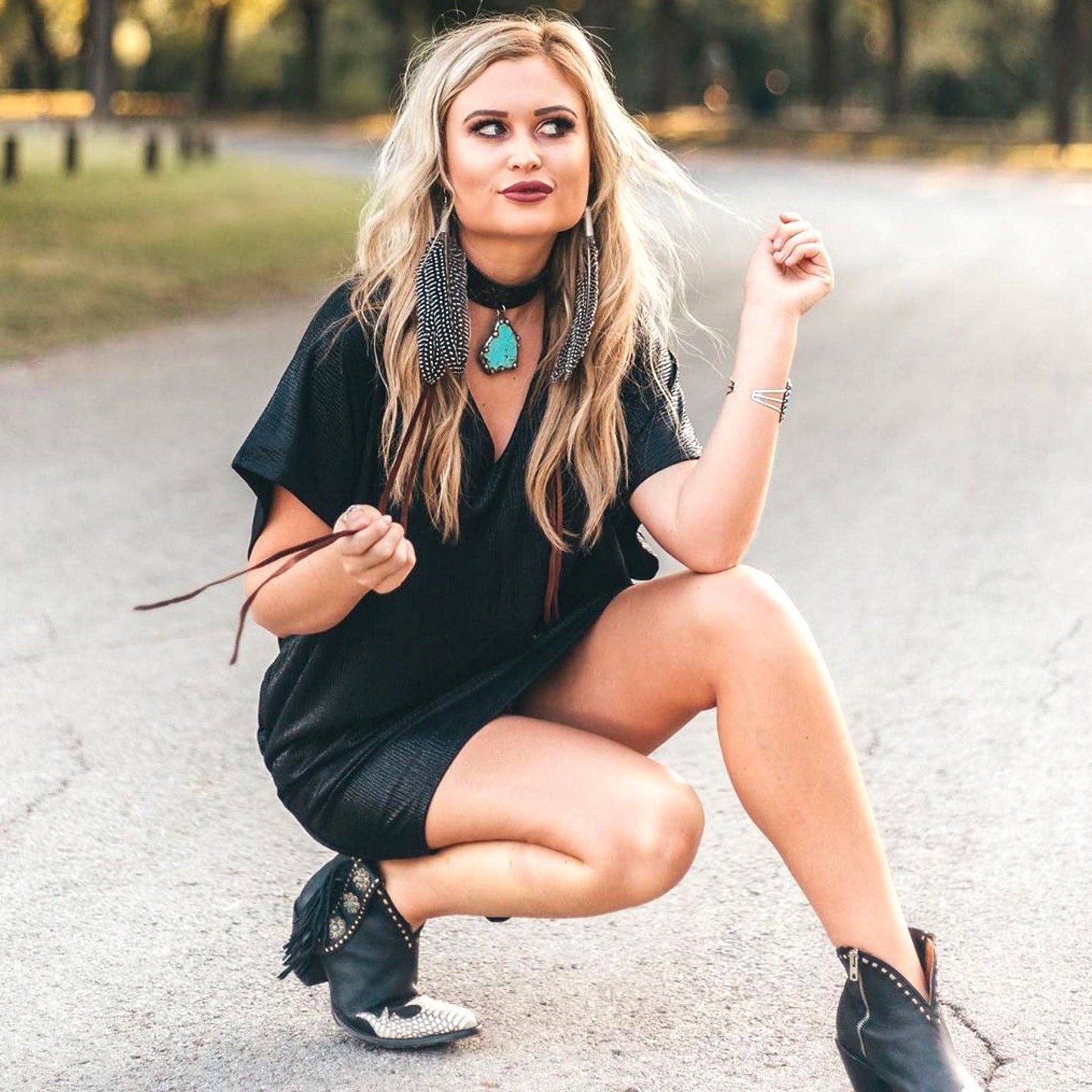 Calamity Jane Choker: Tobacco / Turquoise