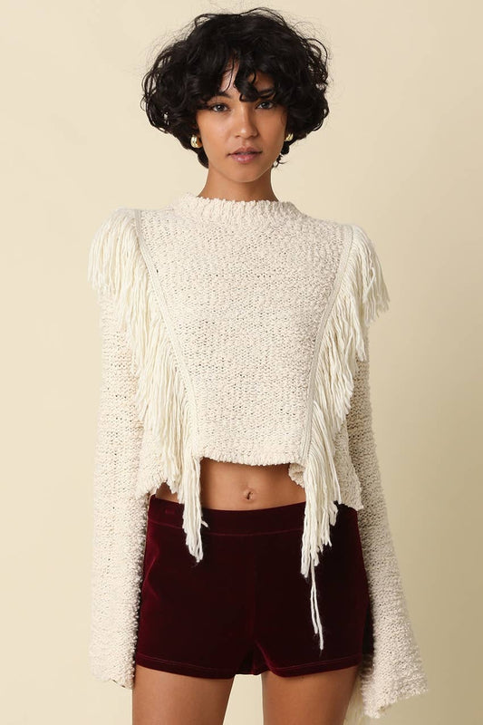 Alaiya Fringe Knit Sweater