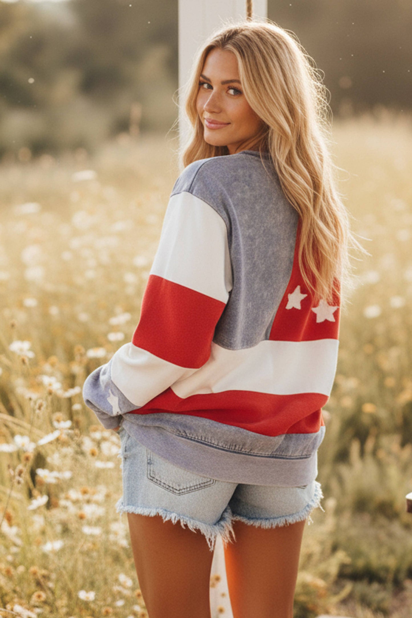 MINERAL WASHED AMERICANA FLAG SWEATSHIRT