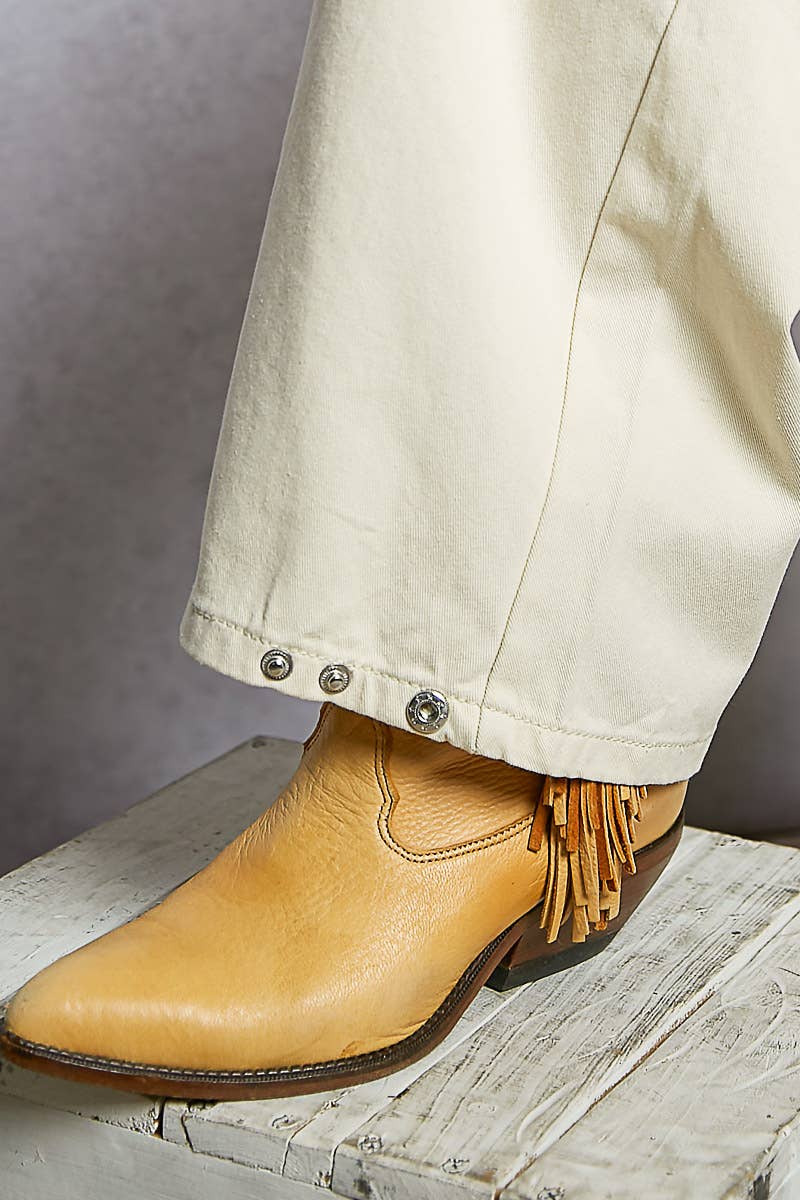 Twill Denim Patchwork Straight Pants