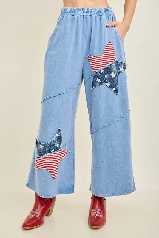 May SHIP MineralWashed Americana Star Patch Cropped Pants