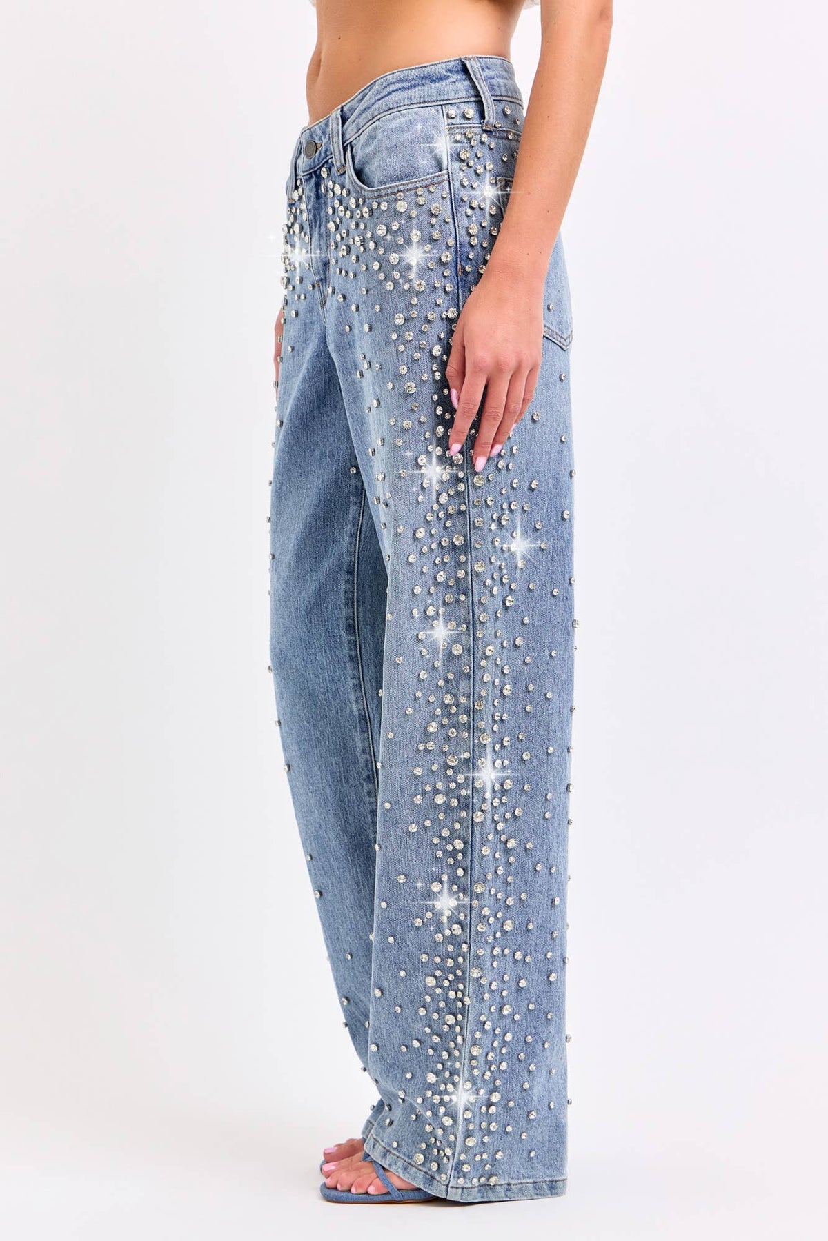BASIC, NEVER HEARD OF HER   HIGH RISE EMBELLISHED WIDE LEG
