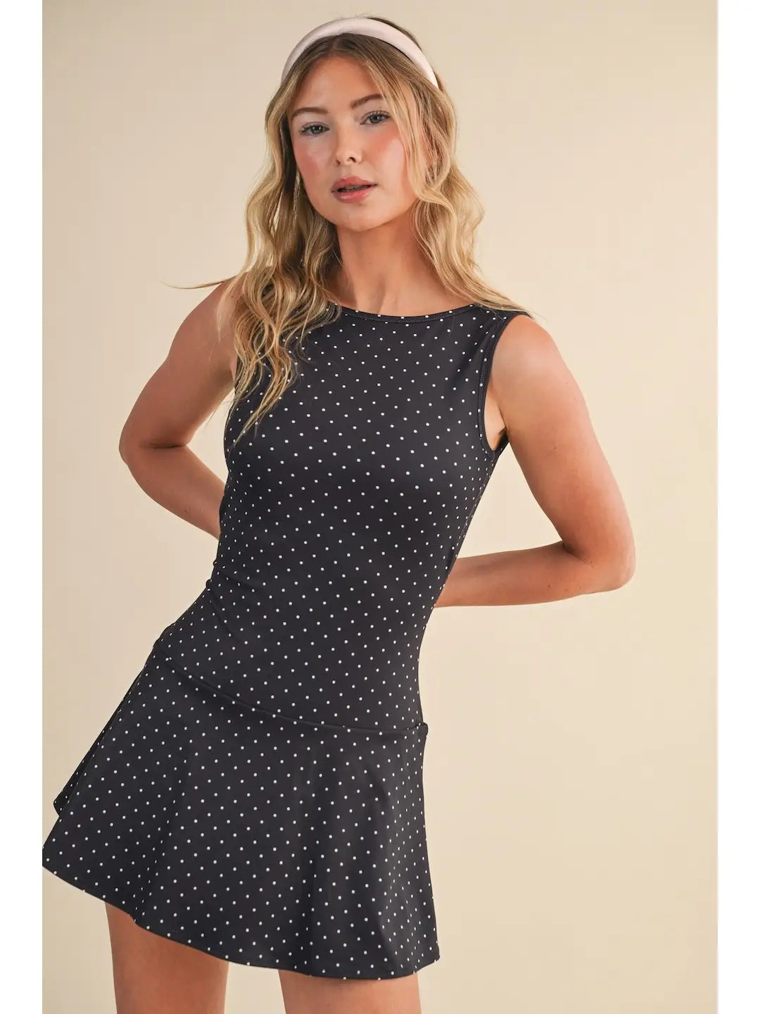 Polka Dot Print A Line Mini Dress
