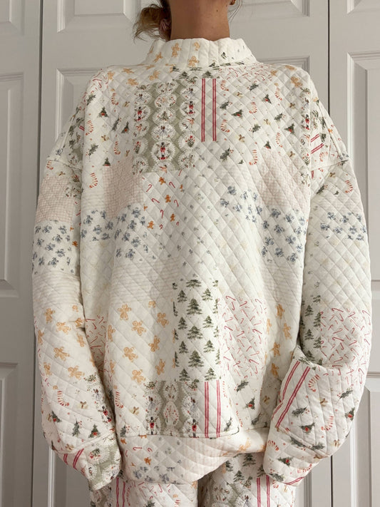 CHRISTMAS COZY TIK TOK VIRAL Holiday Quilted Mockneck Sweatshirt