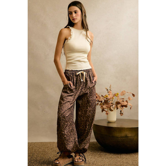 JULY SHIP   LEOPARD PRINT BALLOON STYLE PULL UP PANTS: LEOPARD