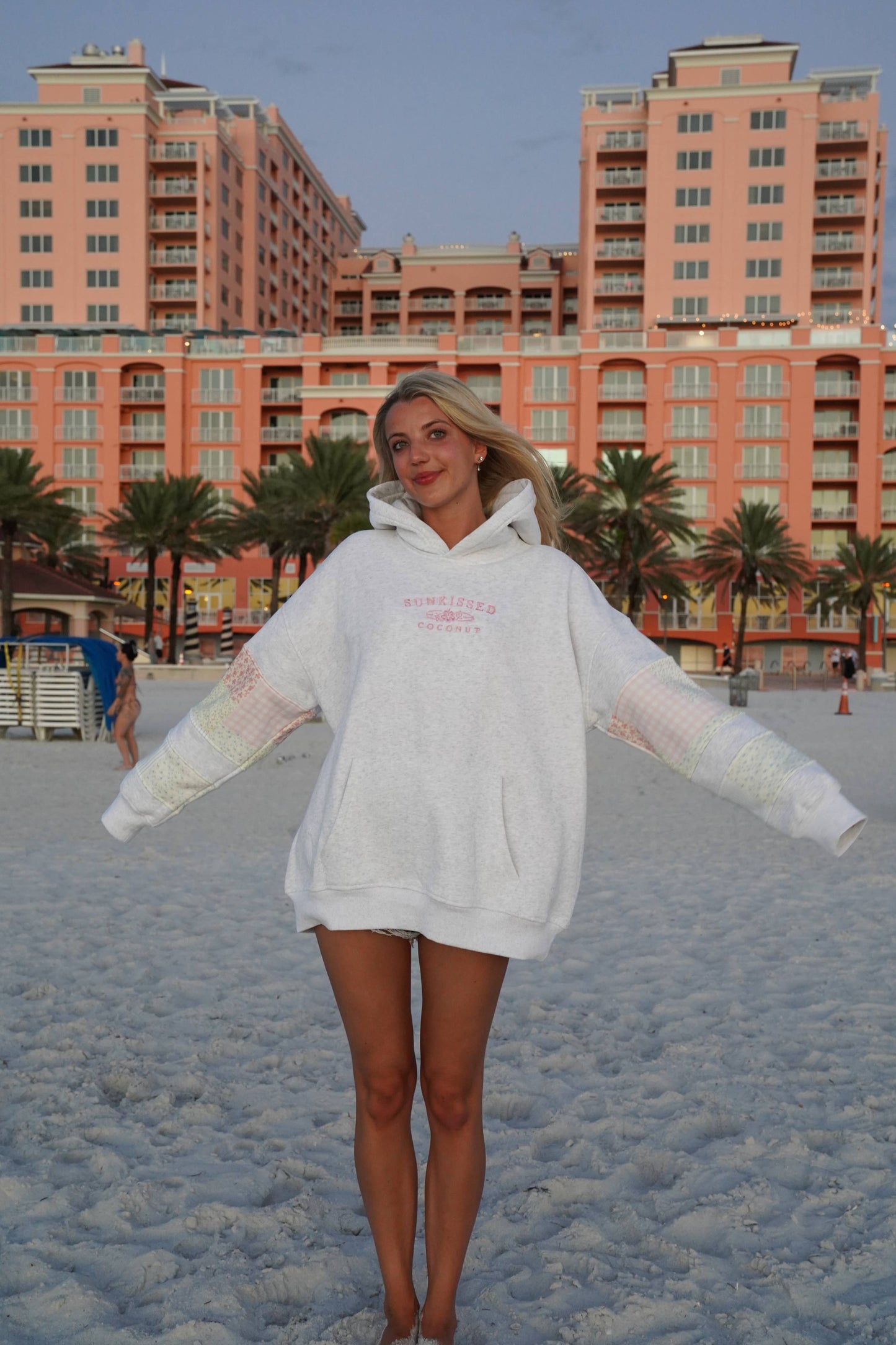 Sunkissedcoconut Logo Quilted Pastel Embroidered Hoodie