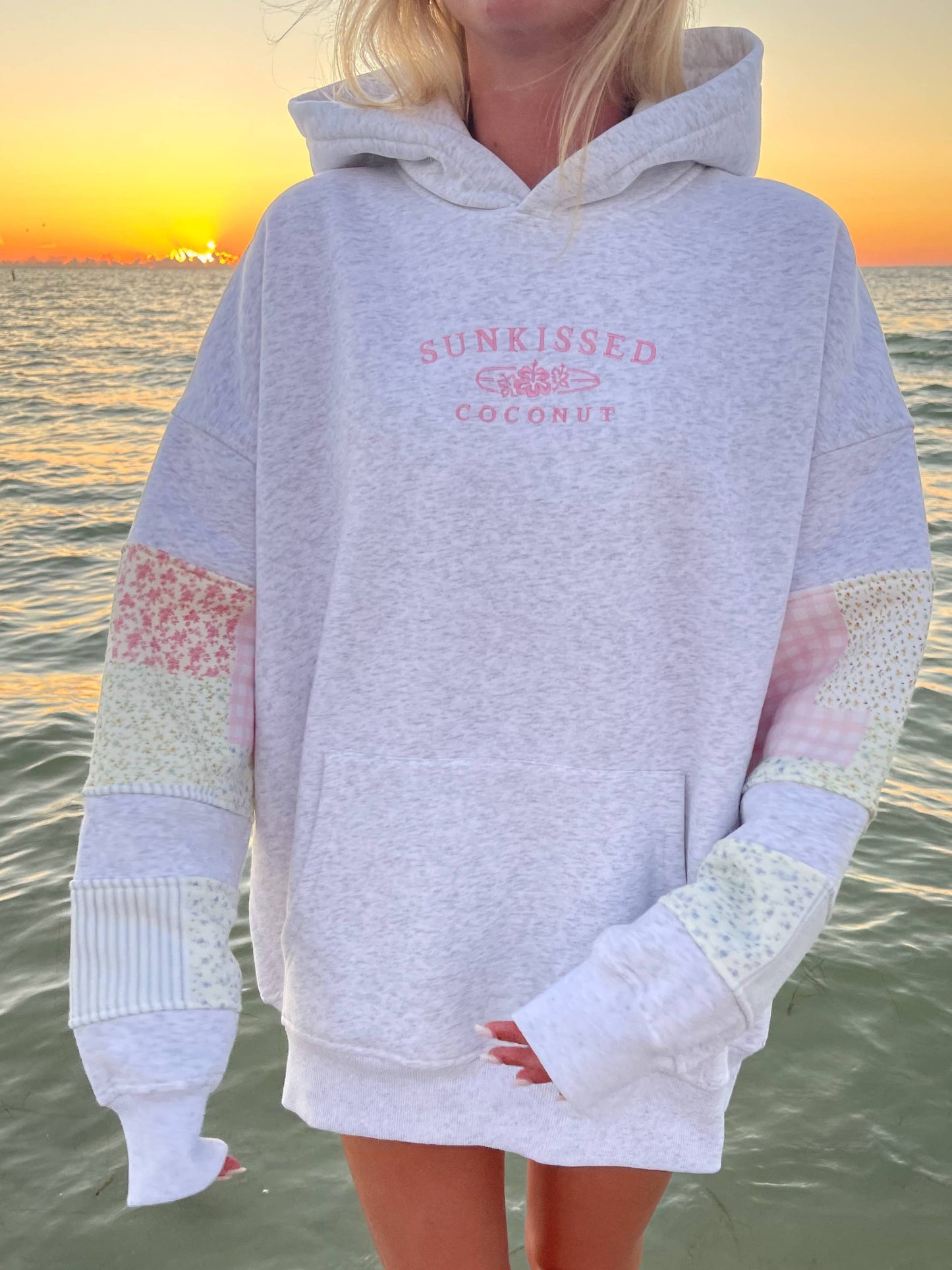 Sunkissedcoconut Logo Quilted Pastel Embroidered Hoodie
