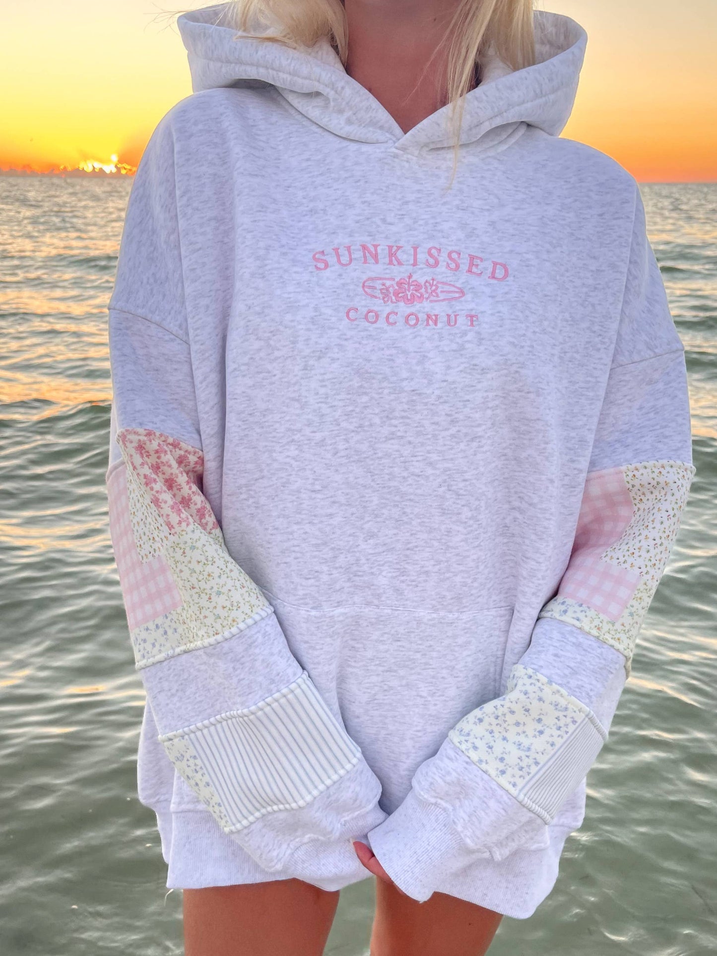 Sunkissedcoconut Logo Quilted Pastel Embroidered Hoodie