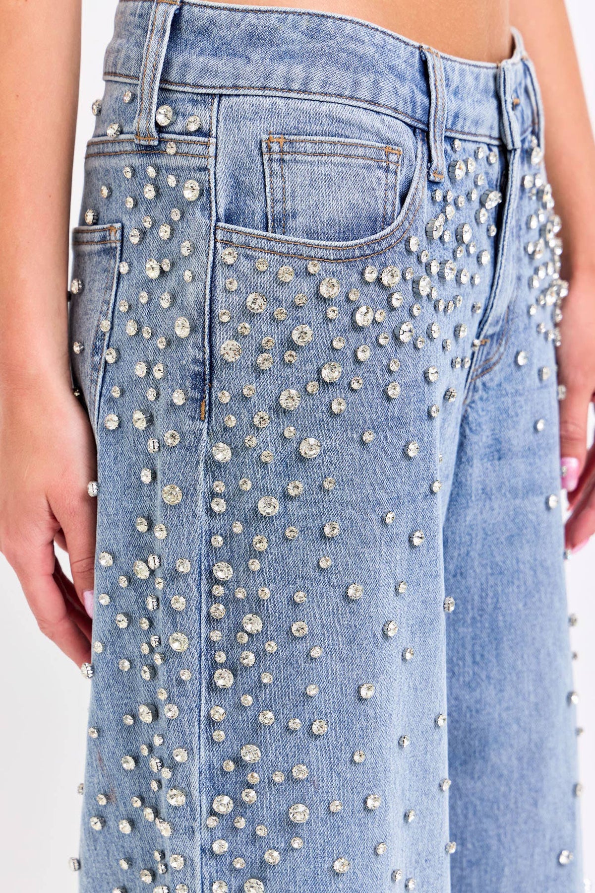 BASIC, NEVER HEARD OF HER   HIGH RISE EMBELLISHED WIDE LEG