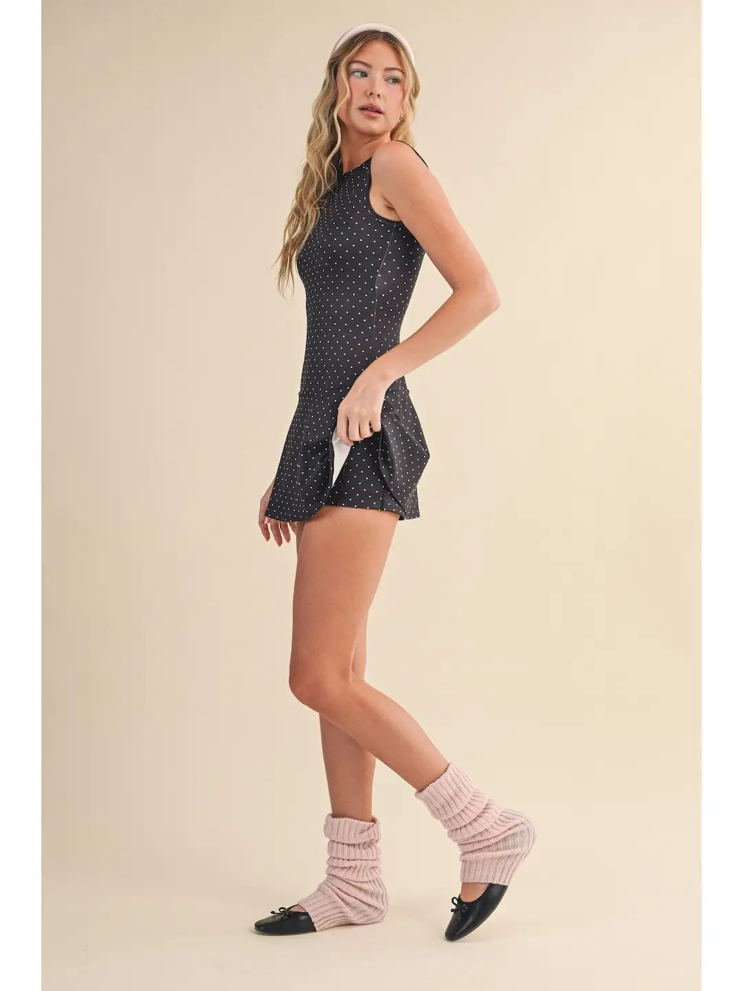 Polka Dot Print A Line Mini Dress