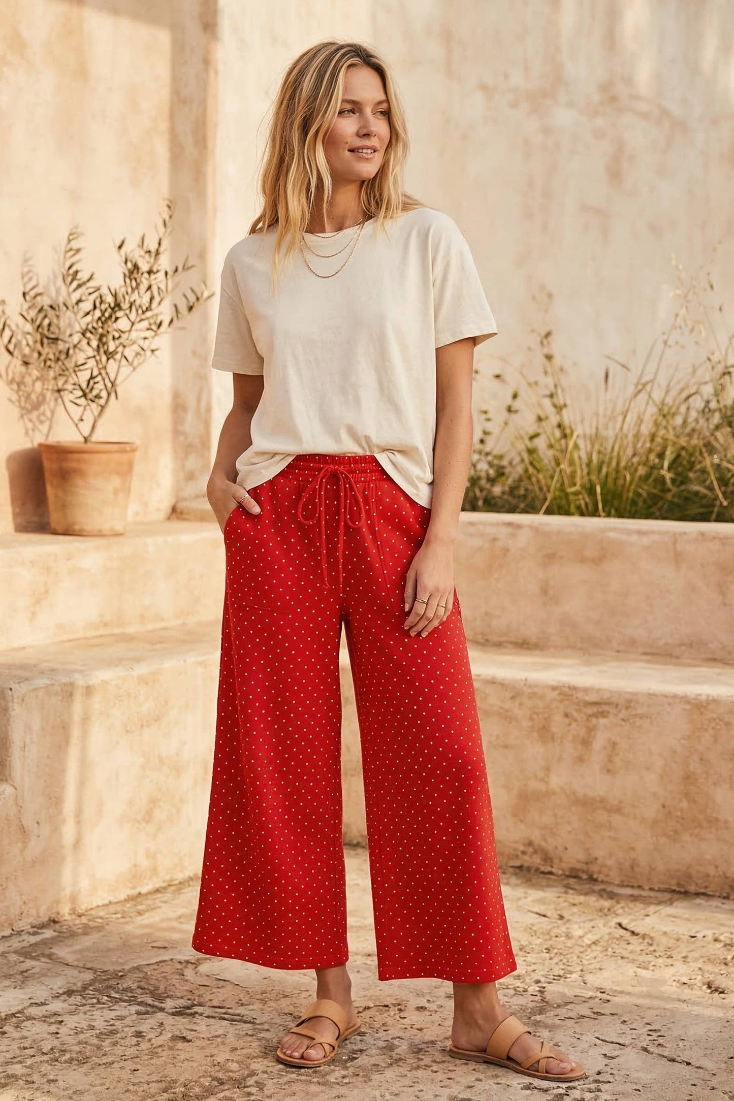 PREORDER JUNE 1st SHIP Red with White Polka Dots lounge pants