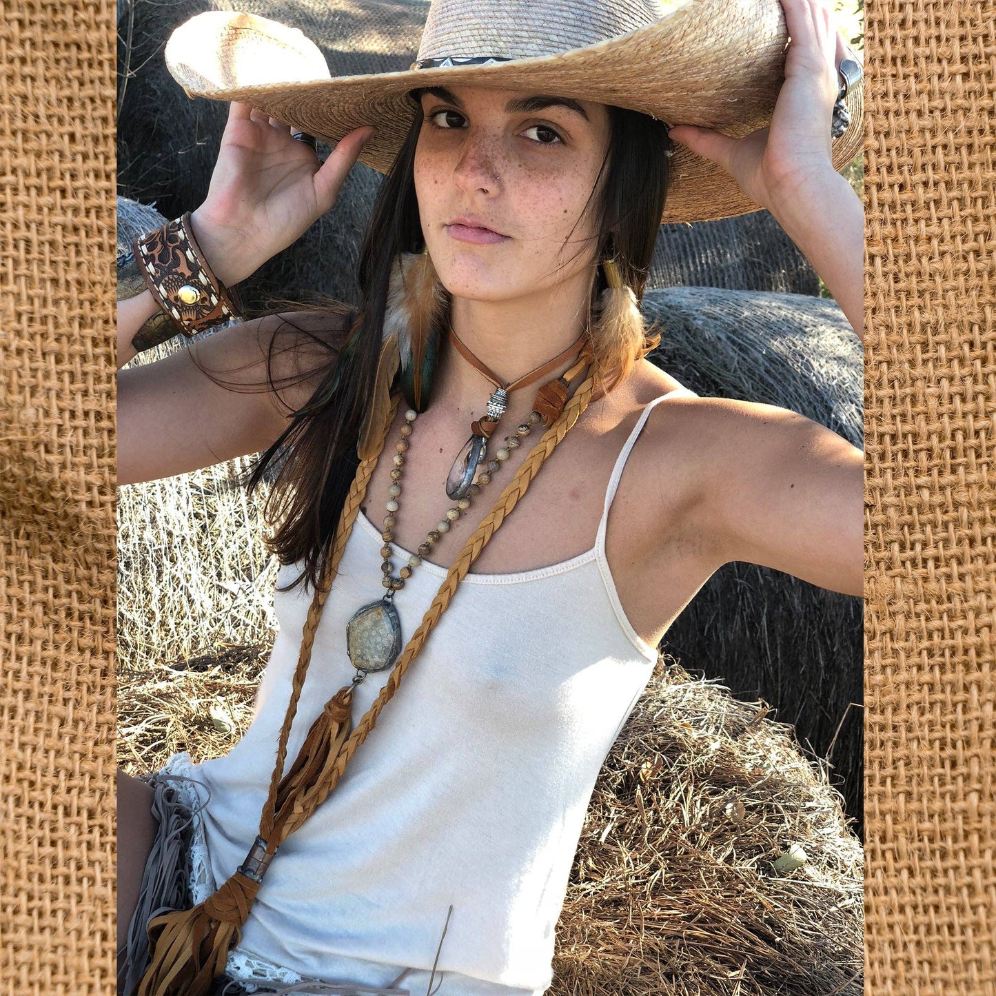Braided Leather Tassel Necklace: Willow