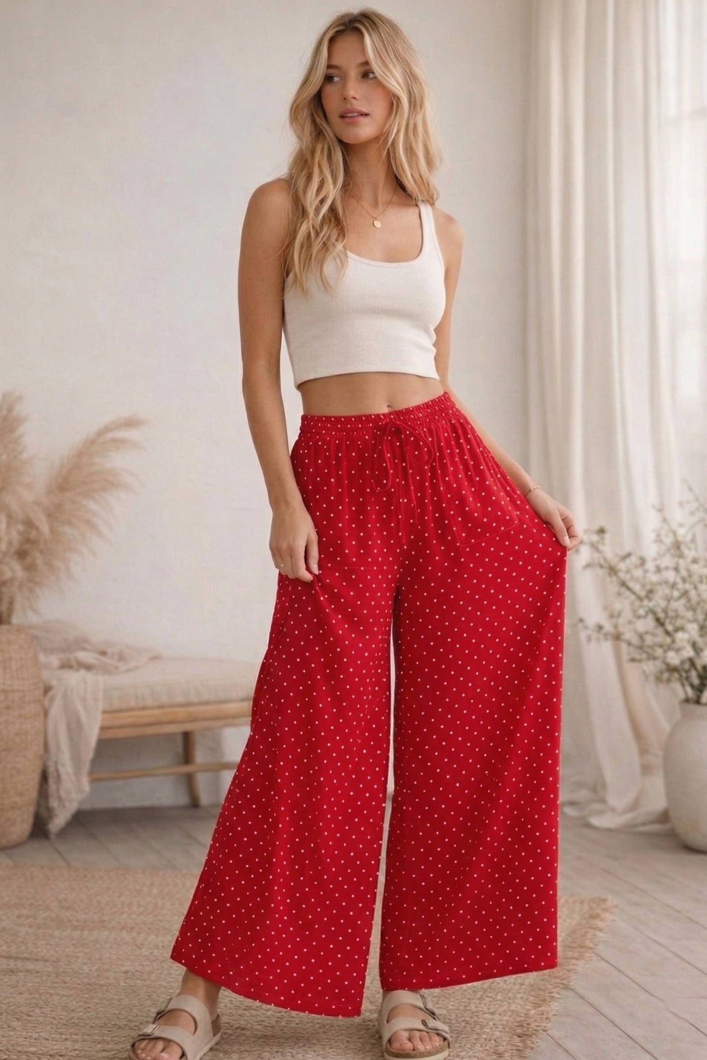 PREORDER JUNE 1st SHIP Red with White Polka Dots lounge pants