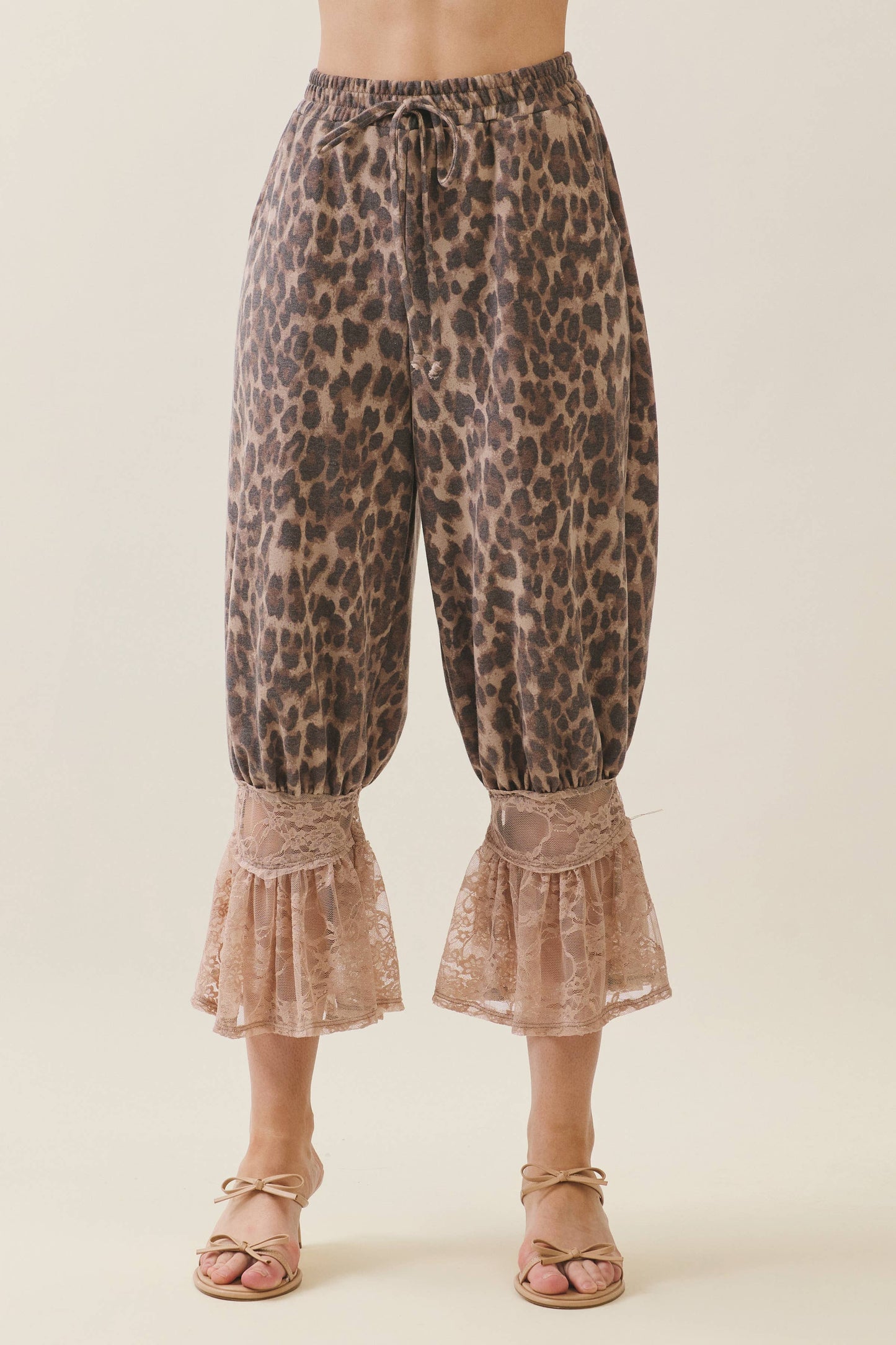 Animal Leopard Print Lace Bloomer Pants