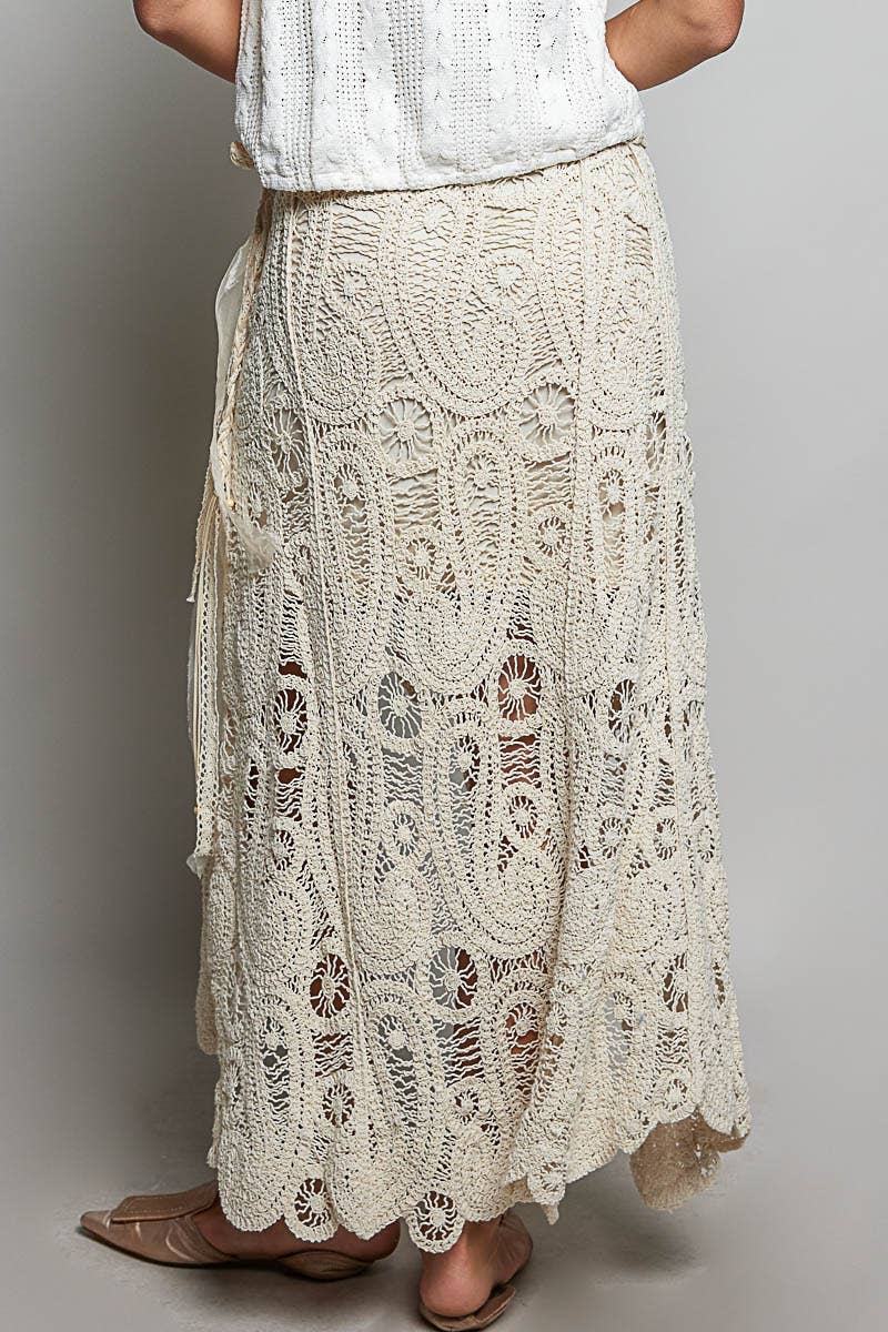 Elastic Band Crochet Hi-Low Solid Skirt