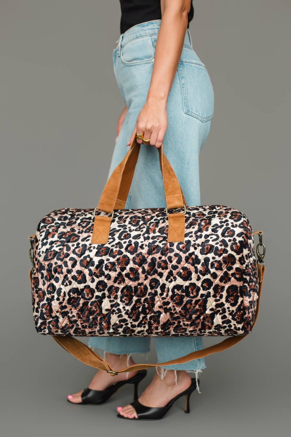 JUNE Ship - Brown & Cream Leopard Duffel