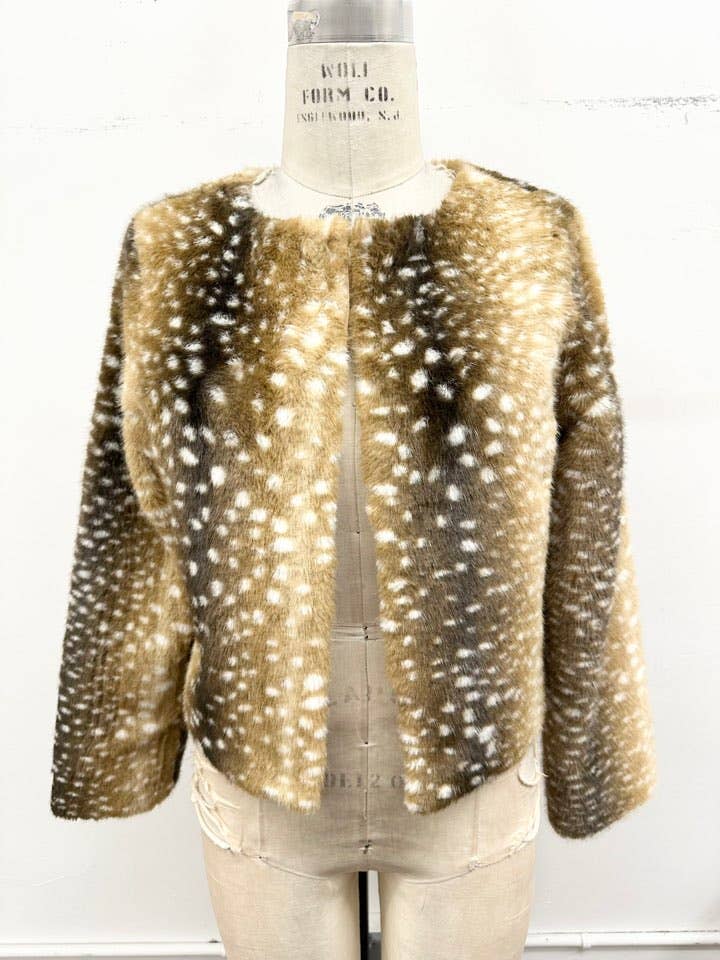 Fawn Spot Fur Jacket: Brown