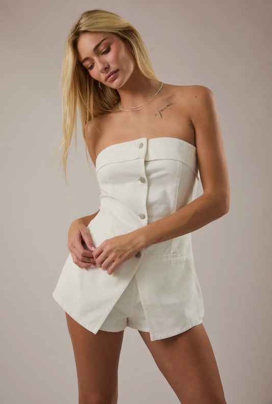 White denim romper