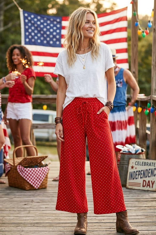 PREORDER JUNE 1st SHIP Red with White Polka Dots lounge pants
