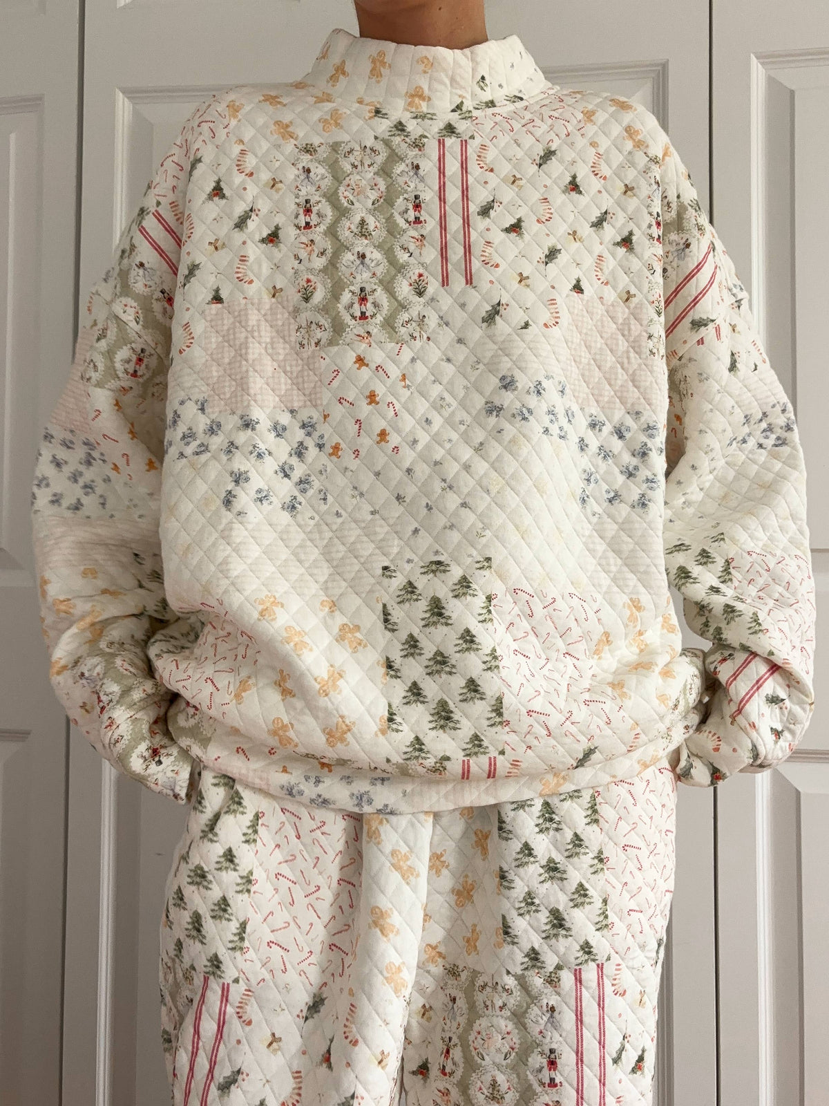 CHRISTMAS COZY TIK TOK VIRAL Holiday Quilted Mockneck Sweatshirt