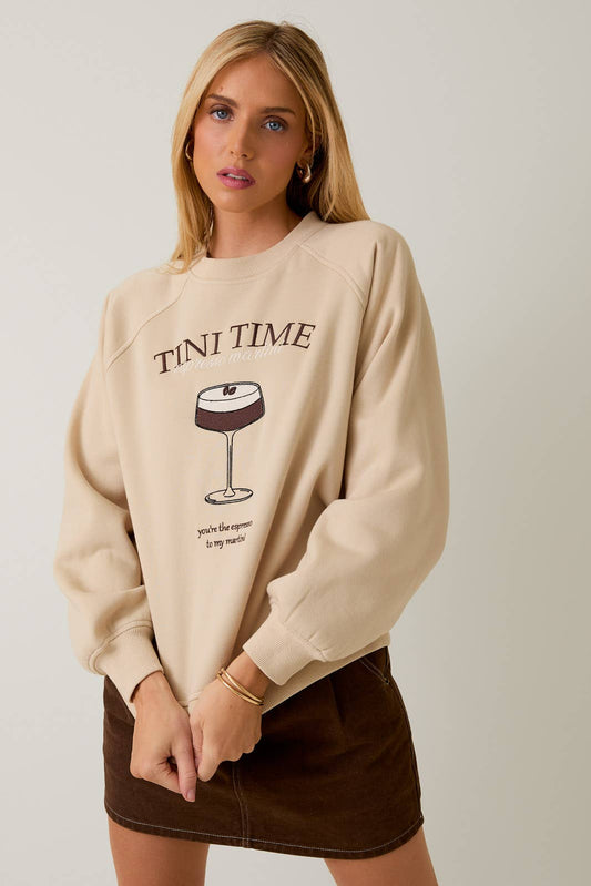 ROUND NECK LONG SLEEVE 'TINI TIME' SWEATSHIRT