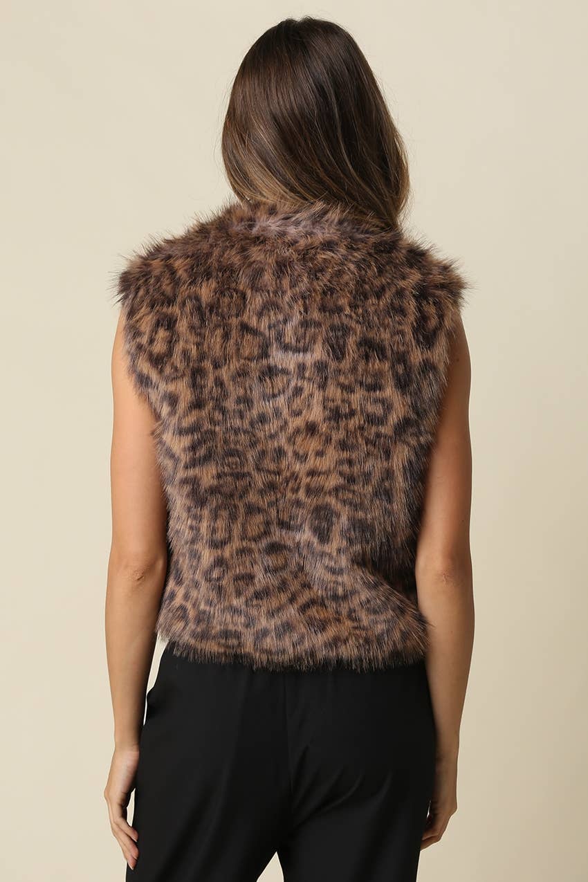 Cameron Leopard Faux Fur Vest